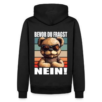 Bevor Du Fragst Nein Lustiger Spruch Teddy Bär - Männer Premium Bio Hoodie - Schwarz - Hinten - Nico (187cm)