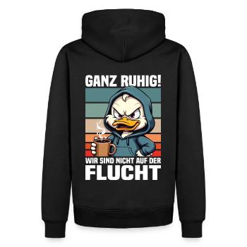 Calm down! We're not on the run duck - Men’s Premium Organic Hoodie - black - Back - Nico (187cm)