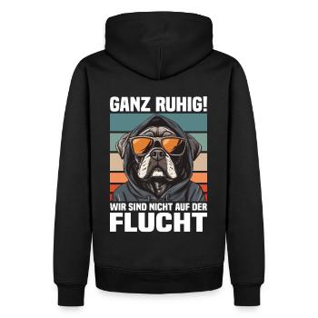 Calm down! We're not on the run dog - Men’s Premium Organic Hoodie - black - Back - Nico (187cm)