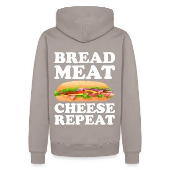 Sandwich Liebhaber Fast Food Liebhaber - Männer Premium Bio Hoodie - Taupe - Hinten - Nico (187cm)