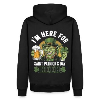 St. Patrick`s Day Beer Leprechaun Kobold Bier - Männer Premium Bio Hoodie - Schwarz - Hinten - Nico (187cm)