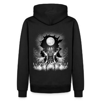 Cerf, cerf, animaux de la forêt, mystique, chevreuil, faon - Sweat à capuche Premium bio Homme - noir - Dos - Nico (187cm)