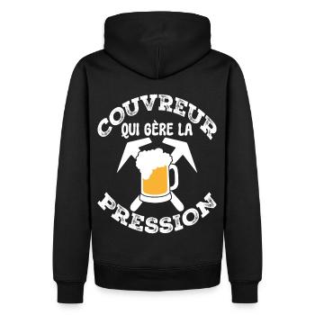 Couvreur qui gère la pression t-shirt - Sweat à capuche Premium bio Homme - noir - Dos - Nico (187cm)
