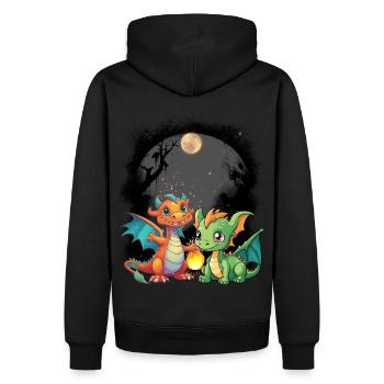 mystisch Drache Drachen Märchen Märchenfigur - Männer Premium Bio Hoodie - Schwarz - Hinten - Nico (187cm)