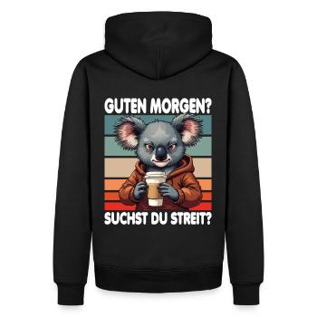 Bonjour? Vous cherchez un combat ? Grognement matinal - Sweat à capuche Premium bio Homme - noir - Dos - Nico (187cm)