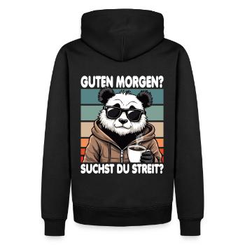 Bonjour? Vous cherchez un combat ? Grognement matinal - Sweat à capuche Premium bio Homme - noir - Dos - Nico (187cm)
