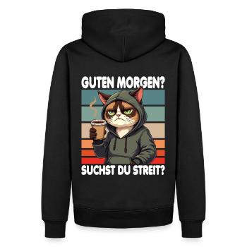 Bonjour? Vous cherchez un combat ? Grognement matinal - Sweat à capuche Premium bio Homme - noir - Dos - Nico (187cm)