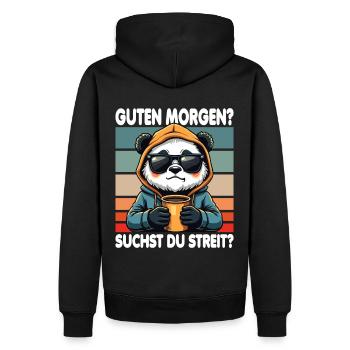 Bonjour? Vous cherchez un combat ? Grognement matinal - Sweat à capuche Premium bio Homme - noir - Dos - Nico (187cm)