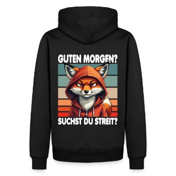Bonjour? Vous cherchez un combat ? Grognement matinal - Sweat à capuche Premium bio Homme - noir - Dos - Nico (187cm)