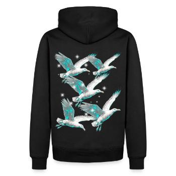 Maritim Möwe Möwen Seevögel - Männer Premium Bio Hoodie - Schwarz - Hinten - Nico (187cm)