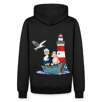 maritim Matrose Boot Kinder Kind Schaf Abenteuer - Männer Premium Bio Hoodie - Schwarz - Hinten - Nico (187cm)