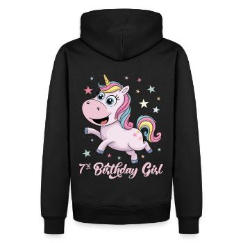 Licorne drôle 7e anniversaire fille - Sweat à capuche Premium bio Homme - noir - Dos - Nico (187cm)