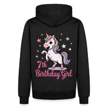 Licorne drôle 7e anniversaire fille - Sweat à capuche Premium bio Homme - noir - Dos - Nico (187cm)