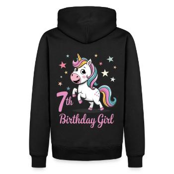 Licorne drôle 7e anniversaire fille - Sweat à capuche Premium bio Homme - noir - Dos - Nico (187cm)