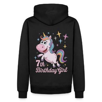 Licorne drôle 7e anniversaire fille - Sweat à capuche Premium bio Homme - noir - Dos - Nico (187cm)