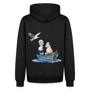 maritim Mädchen Schaf Nordsee Ostsee Reise Boot - Männer Premium Bio Hoodie - Schwarz - Hinten - Nico (187cm)