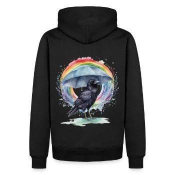 Regenbogen Krähe Krähen Raben Rabe Regenschirm - Männer Premium Bio Hoodie - Schwarz - Hinten - Nico (187cm)