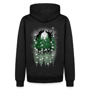 mystical nature moon forest spruce trees reflection - Men’s Premium Organic Hoodie - black - Back - Nico (187cm)