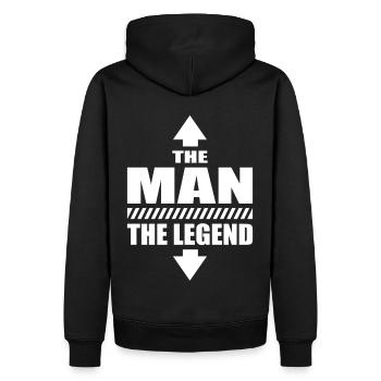L’homme La légende Macho Casanova Dictons - Sweat à capuche Premium bio Homme - noir - Dos - Nico (187cm)