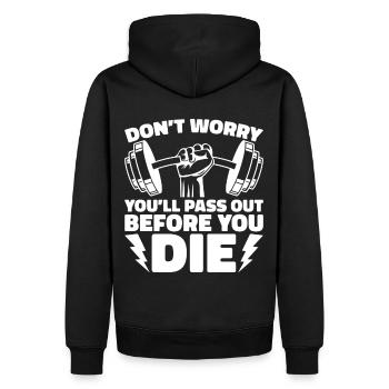 Entraîneur de fitness Haltérophilie GYM Musculation - Sweat à capuche Premium bio Homme - noir - Dos - Nico (187cm)