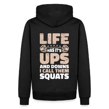 Fitness Trainer Gewichtheben GYM Bodybuilding - Männer Premium Bio Hoodie - Schwarz - Hinten - Nico (187cm)