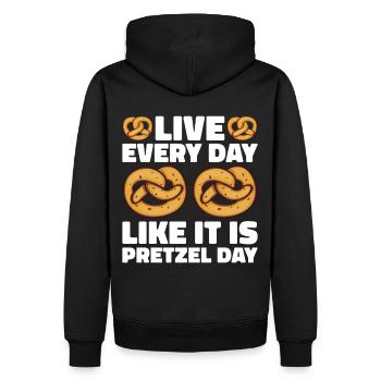 Bretzel Brezeln Bäcker Backwaren - Männer Premium Bio Hoodie - Schwarz - Hinten - Nico (187cm)