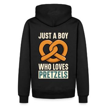 Bretzel Brezeln Bäcker Backwaren - Männer Premium Bio Hoodie - Schwarz - Hinten - Nico (187cm)