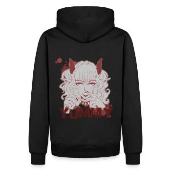 Yummy Dämonin Onigirl im Mangastil - Männer Premium Bio Hoodie - Schwarz - Hinten - Nico (187cm)