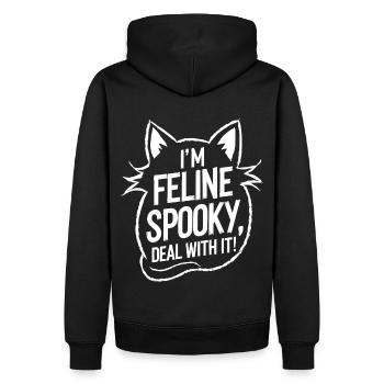 I’m Feline Spooky Katzen Halloween Spruch - Männer Premium Bio Hoodie - Schwarz - Hinten - Nico (187cm)
