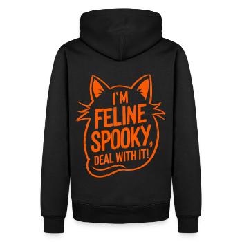 I’m Feline Spooky Katzen Halloween Spruch - Männer Premium Bio Hoodie - Schwarz - Hinten - Nico (187cm)