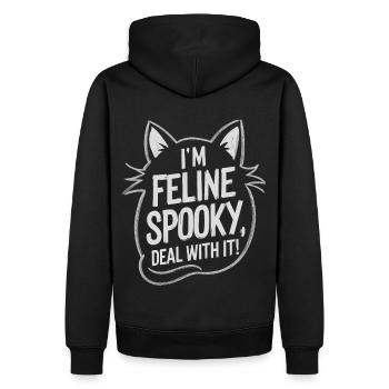 I’m Feline Spooky Katzen Halloween Spruch - Männer Premium Bio Hoodie - Schwarz - Hinten - Nico (187cm)