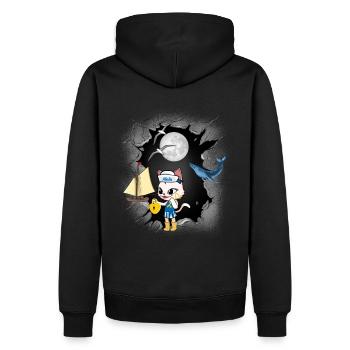 maritim Katze Katzen Kinder Kind Matrose Boot - Männer Premium Bio Hoodie - Schwarz - Hinten - Nico (187cm)