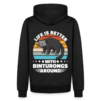 Binturong Marderbär Schleichkatze - Männer Premium Bio Hoodie - Schwarz - Hinten - Nico (187cm)