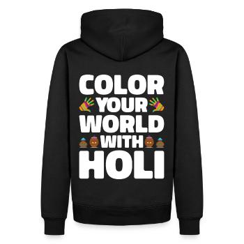 Holi Indien Holi Festival Happy Holi Fest - Männer Premium Bio Hoodie - Schwarz - Hinten - Nico (187cm)