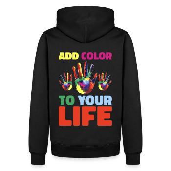 Holi India Holi Festival Happy Holi Fest - Sweat à capuche Premium bio Homme - noir - Dos - Nico (187cm)