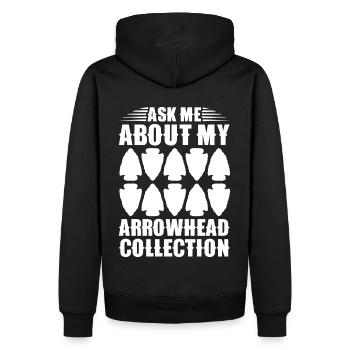 Pfeilspitzen Sammler Pfeilspitzen Sammlung - Männer Premium Bio Hoodie - Schwarz - Hinten - Nico (187cm)