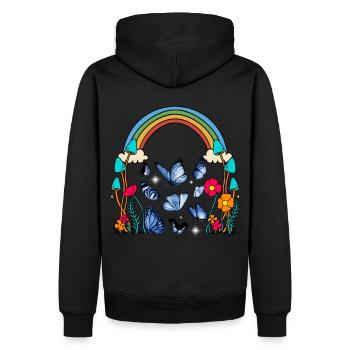 arc-en-ciel, papillons, nature, fleurs, insecte - Sweat à capuche Premium bio Homme - noir - Dos - Nico (187cm)
