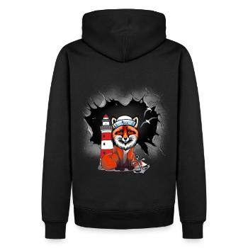 Sailor Fox Phare Maritime Ancre Moin - Sweat à capuche Premium bio Homme - noir - Dos - Nico (187cm)