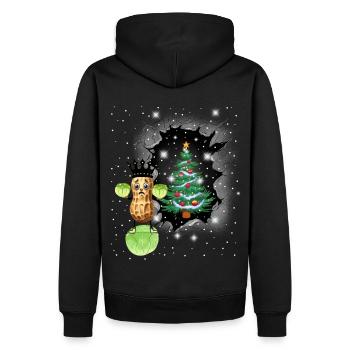 Winter Erdnuss Kohl König Gemüse Xmas Vegetarisch - Männer Premium Bio Hoodie - Schwarz - Hinten - Nico (187cm)