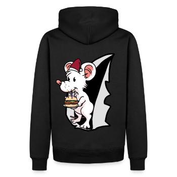 Souris Père Noël Cadeau de Noël Rat Rat - Sweat à capuche Premium bio Homme - noir - Dos - Nico (187cm)