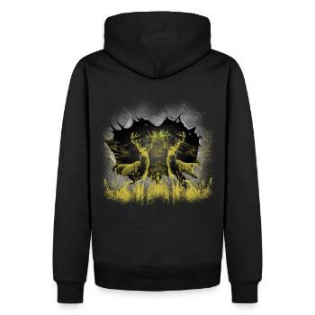 Hirsch Hirsche Rehbock Elch Finnland Schweden - Männer Premium Bio Hoodie - Schwarz - Hinten - Nico (187cm)