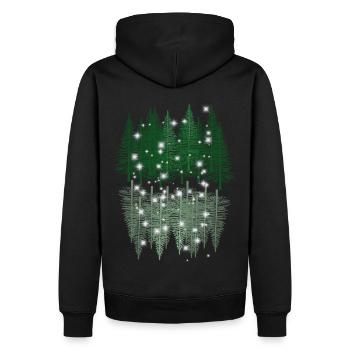Wald Natur Spiegelung Naturliebhaber Fichten Bäume - Männer Premium Bio Hoodie - Schwarz - Hinten - Nico (187cm)