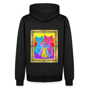 Famille Chat Chats Chaton Coloré - Sweat à capuche Premium bio Homme - noir - Dos - Nico (187cm)