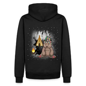Shaman Bear Teepee Campfire Wild West Bears - Men’s Premium Organic Hoodie - black - Back - Nico (187cm)