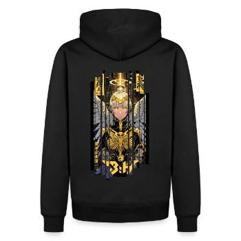 Ver.1 - Cyborg Engel oder Kanji - Männer Premium Bio Hoodie - Schwarz - Hinten - Nico (187cm)