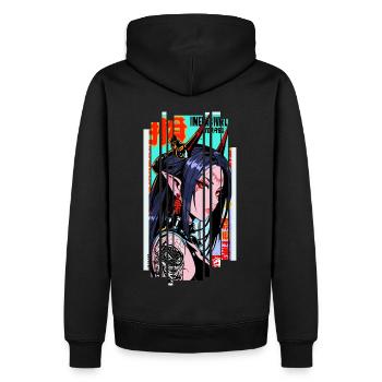 Cyborg Oni kanji - Sweat à capuche Premium bio Homme - noir - Dos - Nico (187cm)