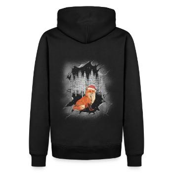 Renard de Noël Père Noël Père Noël Habitant de la forêt Père Noël - Sweat à capuche Premium bio Homme - noir - Dos - Nico (187cm)