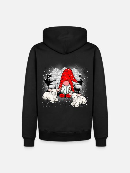 Babbo Natale Gnomo Pecora nana Babbo Natale - Felpa con cappuccio ecologica premium da uomo - nero