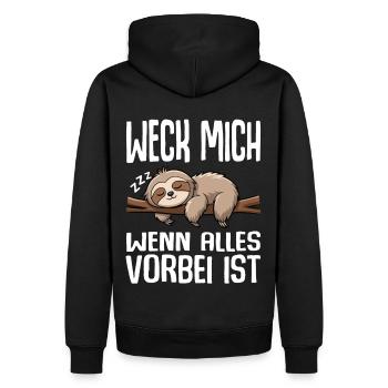 Weck Mich Wenn Alles Vorbei Ist / Langschläfer - Männer Premium Bio Hoodie - Schwarz - Hinten - Nico (187cm)