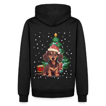 Teckel Noël Père Noël Père Noël Chien Chiens - Sweat à capuche Premium bio Homme - noir - Dos - Nico (187cm)